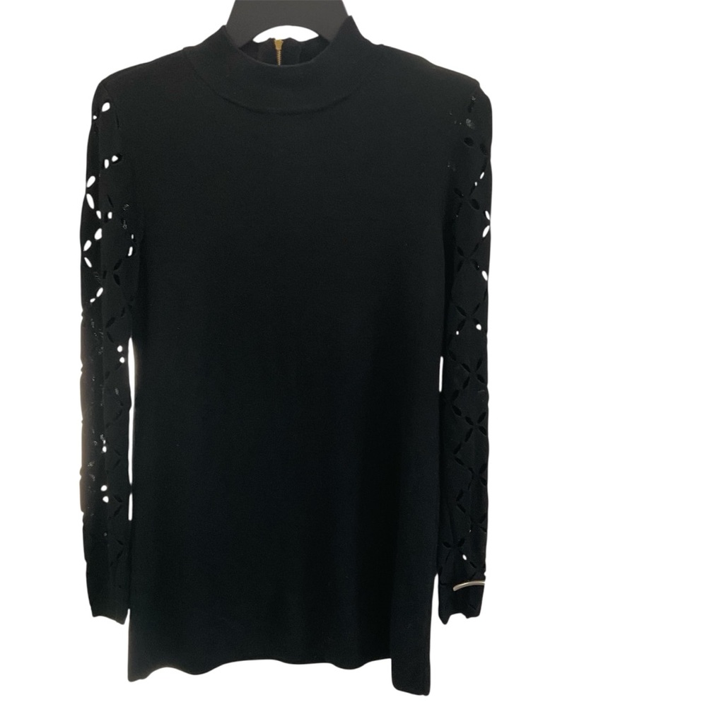 White House Black Market Mock Neck Tunic Top with Cutout Details on sleeves